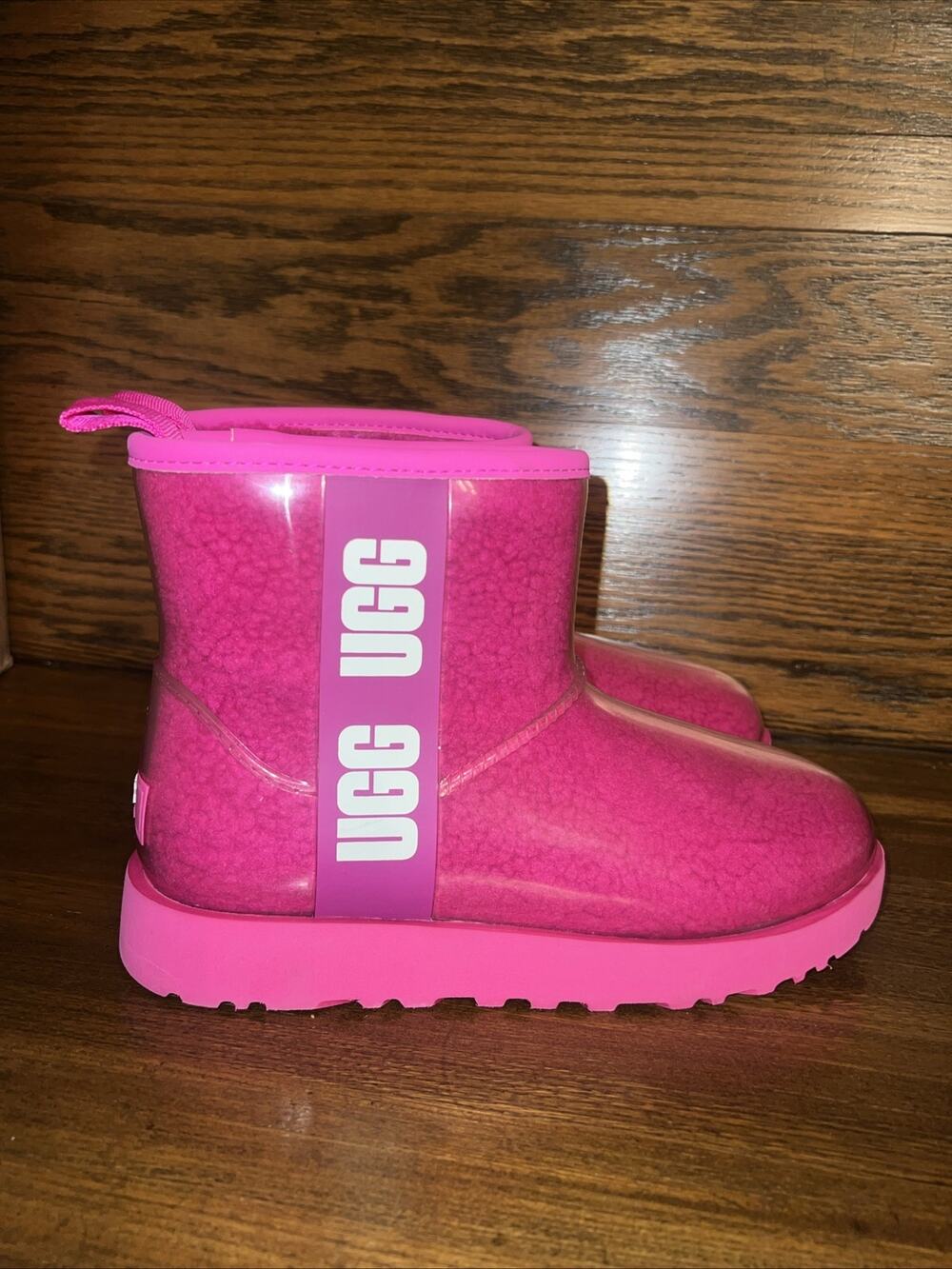UGG CLASSIC CLEAR MINI ROCK ROSE PINK WATERPROOF ANKLE BOOT SIZE 7 WOMEN